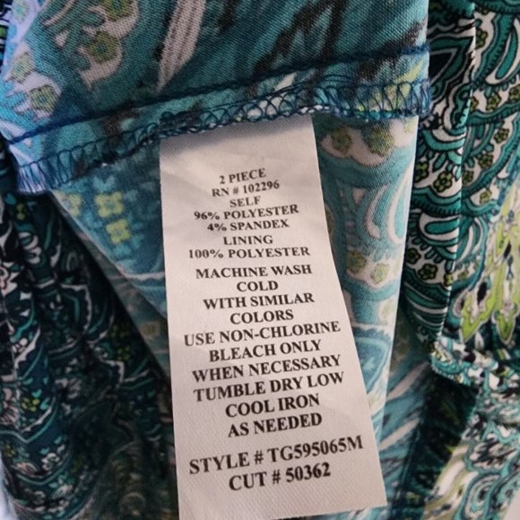 CONNECTED APPAREL Blue Green Paisley Sleeveless Pullover Dress Womens Size 10 - Picture 6 of 6